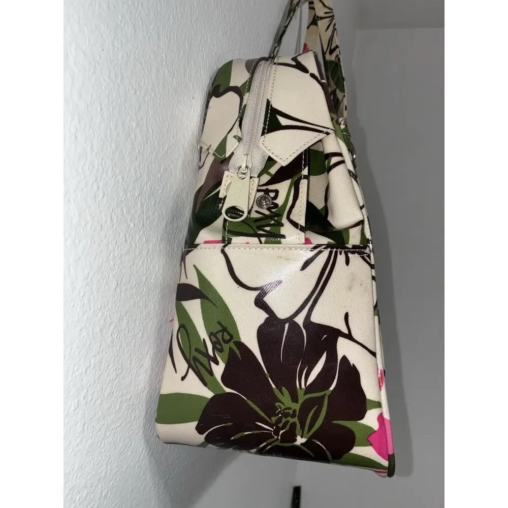 Vintage Y2K Roxy Luggage Weekend Bag Purse Handbag Carry On Aloha Floral Cream